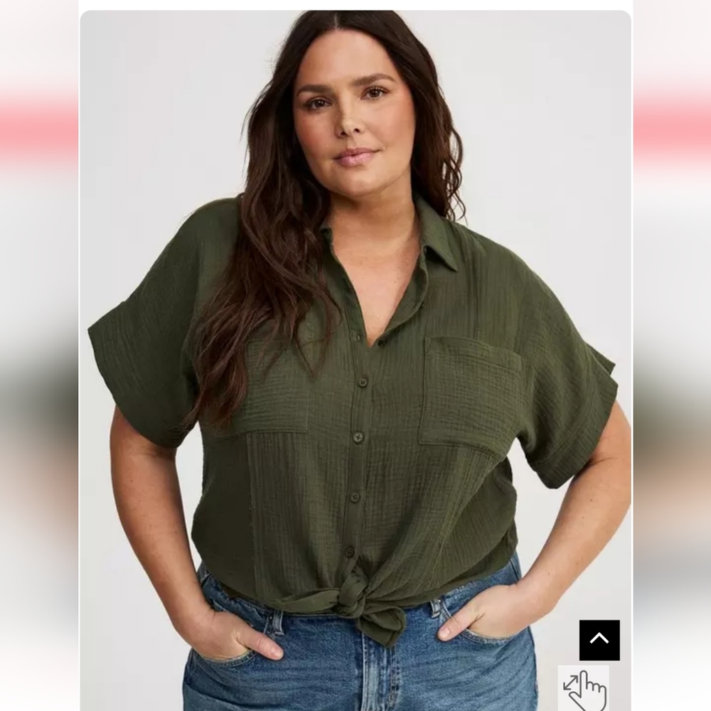 New Torrid Dark Green Women's Button-Down Shirt 3X